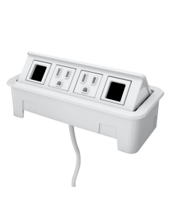 Nacre 2-Power Outlet & 2 Open Data Port Pop-Up Power Module 72" Cord (Shown in White)
