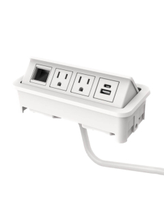 Nacre 2-Power Outlet, USB-A+C Charging Port & Open Data Port Pop-Up Power Module 72" Cord (Shown in White)