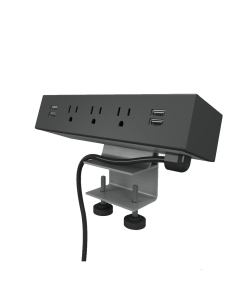Dean 3-Power Outlet & 4-USB Charging Port Edge Mount Power Module 72" Cord, (Shown in Black)