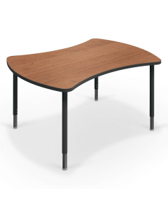 Balt Quad Height Adjustable Activity Classroom Table (Shown in Amber Cherry)