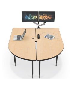 Balt MediaSpace 72" W x 59" D Adjustable Makerspace School Table (Shown in Fusion Maple/Black, Pop-Up Grommet Not Included))