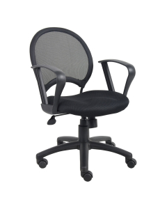 Boss B6217 Mesh-Back Fabric Mid-Back Task Chair