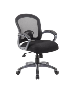 Boss B6256-BK Mesh-Back Fabric Mid-Back Task Chair