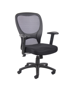 Boss B6508 Mesh-Back Fabric Mid-Back Task Chair