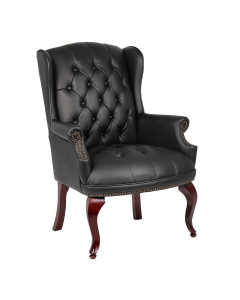 Boss B809 Traditional Wingback Button-Tufted Hardwood Guest Chair (Shown in Black)