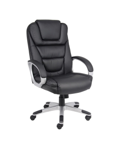 Boss B8601 "No Tools Required" LeatherPlus High-Back Executive Office Chair, Black
