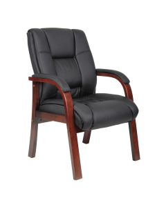 Boss CaressoftPlus Wood Mid-Back Guest Chair, Mahogany