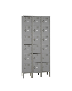 Tennsco Assembled 6-Tier 3-Wide Metal Box Lockers with Legs (Shown in Medium Grey)