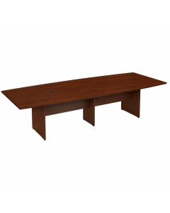 Bush Business Furniture 10ft Boat-Shaped Conference Table with Wood Base, Hansen Cherry