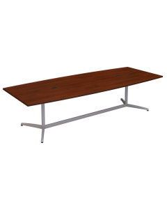 Bush Business Furniture 10ft Boat-Shaped Conference Table with Metal Base, Hansen Cherry