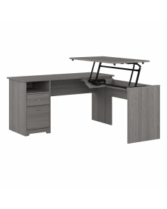 Bush Furniture Cabot 60" W Office Desk with Height Adjustable Return and Pedestal (Shown in Modern Gray)