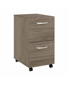 Bush Business Furniture Hybrid 16" W 2-Drawer File/File Mobile Pedestal, Assembled, Hickory