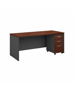 Bush Business Furniture Series C 72" W x 30" D Office Desk with 3-Drawer Mobile Pedestal, Hansen Cherry