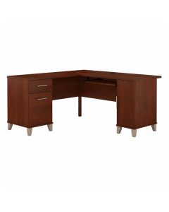 Bush Furniture Somerset 60" W L-Shaped Office Desk with Storage (Shown in Hansen Cherry)