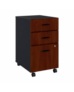 Bush Business Furniture Series A 3-Drawer Box/Box/File Mobile Pedestal, Assembled, Hansen Cherry