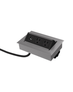 Mho 2-Power Outlet & 1-USB-A+C Charging Port Pop-Up Power Module (Shown in Silver / Black)