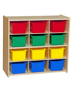 Wood Designs Contender Baltic Birch 12-Cubby Storage Unit with Tubs, Assembled (Shown with Assorted Tubs)