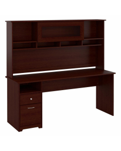 Bush Furniture Cabot 72" W Office Desk with Hutch and Pedestal (shown in Harvest Cherry)