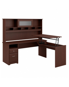 Bush Furniture Cabot 72" W Office Desk with Height Adjustable Return and Hutch (Shown in Harvest Cherry)