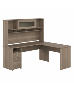 Bush Furniture Cabot 72" W L-Shaped Office Desk with Hutch and Drawers (Shown in Light Grey)
