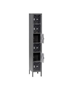 Tennsco C-Thru Assembled 6-Tiered Steel Box Lockers with Legs (Shown in Medium Grey)