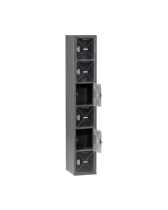 Tennsco C-Thru Assembled 6-Tiered Steel Box Lockers without Legs (Shown in Medium Grey)