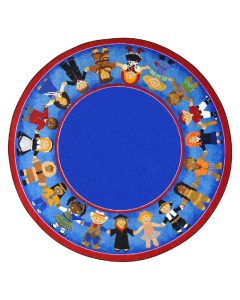 Joy Carpets Children Of Many Cultures 5'4" Round Classroom Rug, Multi