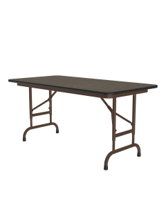 Correll 48" W x 24" D Height Adjustable 22" - 32" Rectangular 0.75" High Pressure Top Folding Table (Shown in Walnut)