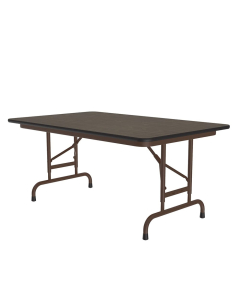 Correll 48" W x 30" D Height Adjustable 22" - 32" Rectangular 0.75" High Pressure Top Folding Table (Shown in Walnut)