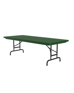 Correll Heavy-Duty 72" W x 30" D Height Adjustable 17" - 27" Rectangular Colored Folding Table (Shown in Green)