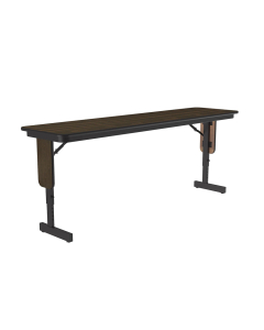 Correll 72" W x 18" D Height Adjustable 22" - 30" 0.75" High Pressure Top Seminar Folding Table with Panel Leg (Shown in Walnut)