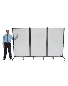 Screenflex Freestanding 120" W x 74" H Clear Acrylic Mobile Configurable Room Divider
