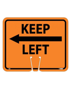 National Marker 10" x 13" Plastic Keep Left Safety Cone Sign