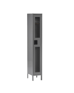 Tennsco C-Thru Assembled Single Tier Steel Lockers with Legs - Shown in Medium Grey