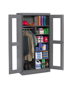 Tennsco Deluxe C-Thru Combination Wardrobe and Storage Cabinets (Medium Grey)