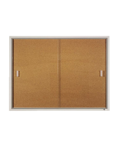 Quartet D2405 Indoor 2 Sliding Door 6 ft. x 4 ft. Aluminum Frame Cork Bulletin Board
