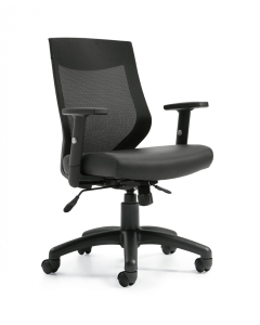 Offices To Go Mid-Back Mesh Synchro-Tilter Chair with Luxhide Seat
