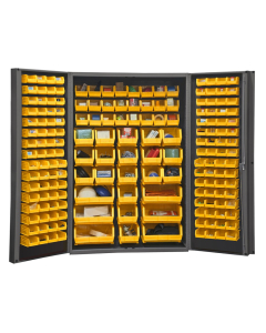 Durham Steel 48" W x 24" D x 78" H Bin Storage Cabinet, 176 Hook-On Bins (Shown in Yellow)
