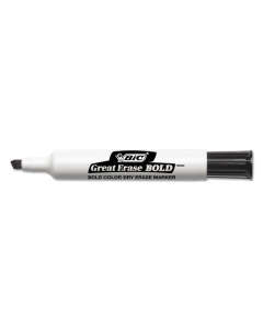 BIC Great Erase Bold Dry Erase Marker, Chisel Tip, Black, 12-Pack