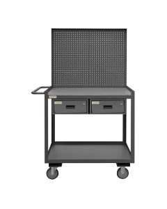Durham Steel 36" x 24" 2-Drawer 1200 lbs Capacity Steel Mobile Workbench with Pegboard