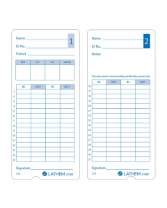 Lathem Universal Time Cards for 400E (300 Pieces)