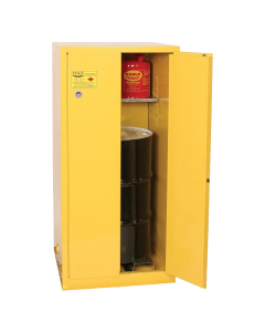 Eagle 2610 Self Close Two Door 1-Vertical Drum Safety Cabinet, 55 Gallons, Yellow