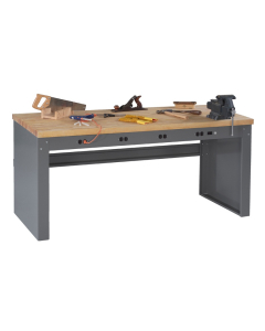 Tennsco EB-1-3072M Hardwood Electronic Workbench with Panel Legs, Stringer, Outlet Panel (72" W x 30" D)