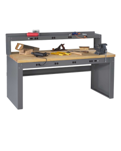 Tennsco Hardwood Electronic Workbenches with Panel Legs (Model with Electronic Riser Shown)