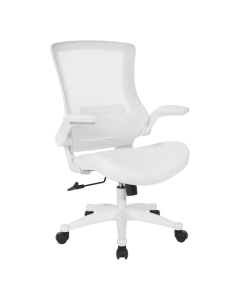 Office Star Work Smart White Screen Mid-Back Manager Chair, White Faux Leather Seat