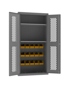 Durham Steel 36" W x 72" H 2-Shelf Clearview Ventilated Bin Storage Cabinets with Hook-On Bins