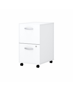 Bush Furniture Easy Office 16" W 2-Drawer Mobile Pedestal, Assembled, Pure White