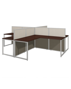 Bush Business Furniture Easy Office 60" W 4-Person L-Shaped Office Desk Cubicle (Shown in Mocha Cherry)