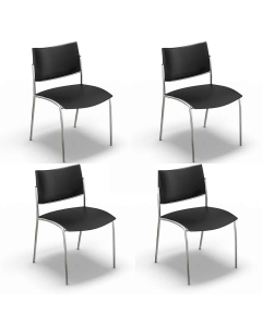 Mayline Escalate ESC2 4-Pack Plastic Low-Back Bistro Guest Chair (Shown in Black)