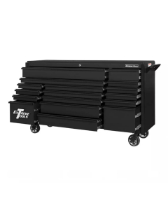 Extreme Tools DX722117RC DX Series 72" W x 21" D x 42-7/8" H 17 Drawer Triple Bank Roller Cabinets With 100 Lb Slides (Shown in Matte Black With Gloss Black Drawer Pulls)